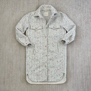 Blank NYC Sequin Textured Long Shacket Button Up Jacket Coat XS